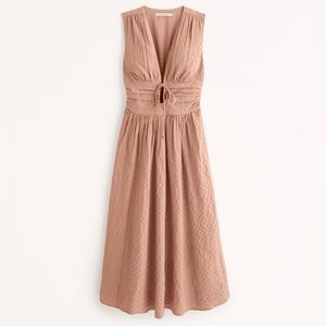 Abercrombie & Fitch Seersucker Dress Midi Ruched
